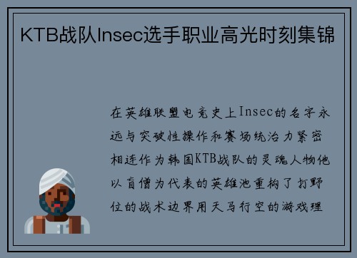 KTB战队Insec选手职业高光时刻集锦